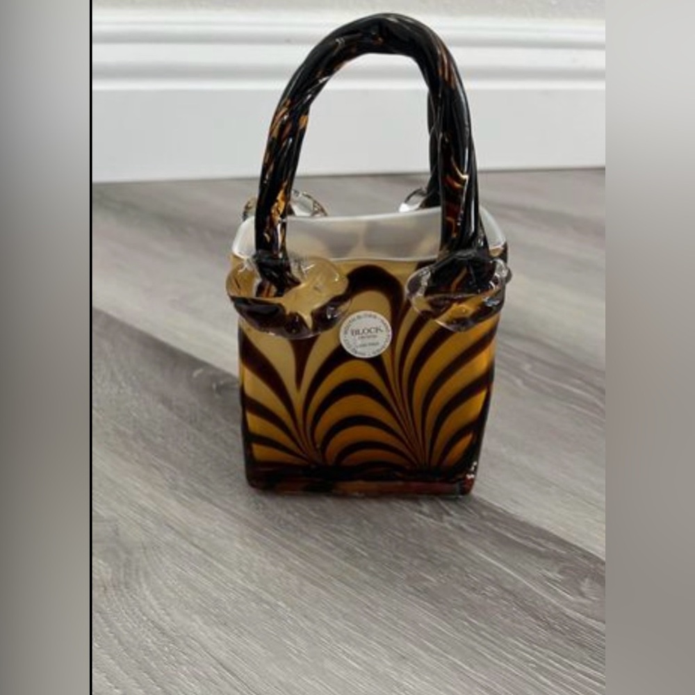 Block crystal art glass handbag tiger stripe